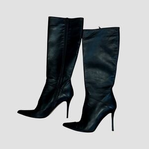 [SOLD] genuine Italian leather knee-high pointed heeled boots by BIONDINI
